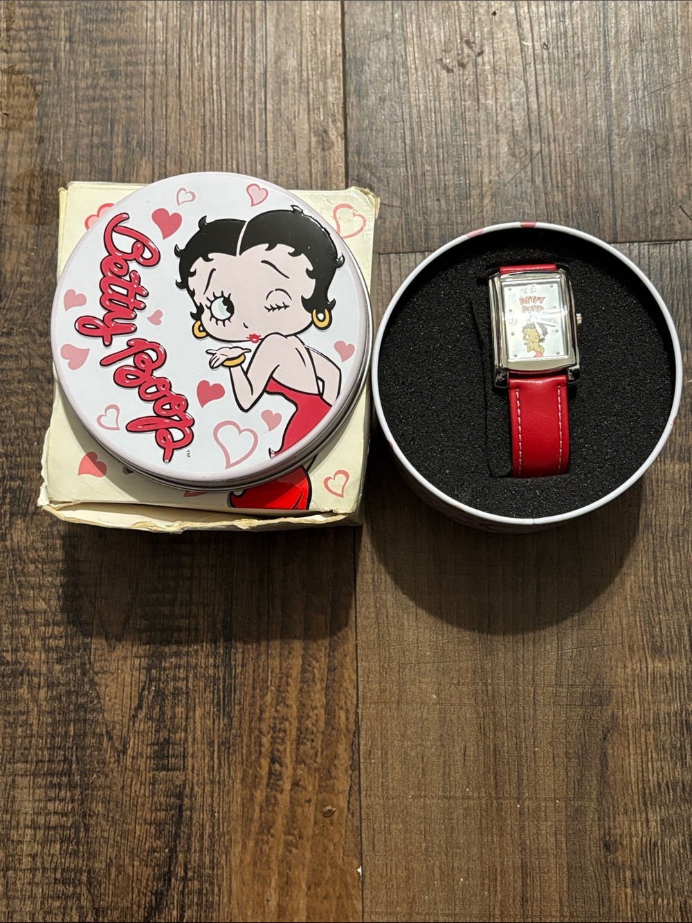 Betty Boop Red Strap Watch with Character Tin